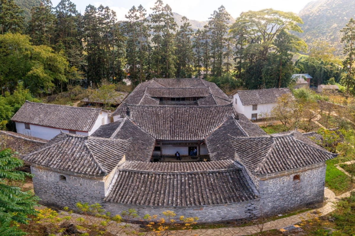 Ancient stone architecture of Vuong Family Palace, also known as the Hmong King’s Palace, nestled in the hills of Dong Van.